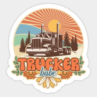 Groovy trucker girl female driver Trucker babe Sticker